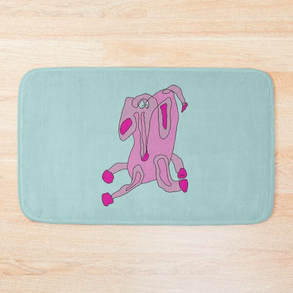 Item preview, Pink elephant, unrolled line (blue green background) designed and sold by MentaLee.