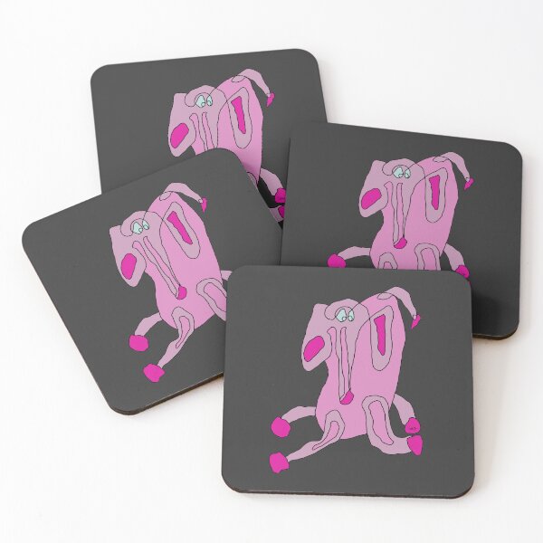 Item preview, Pink elephant, unrolled line (black background) designed and sold by MentaLee.