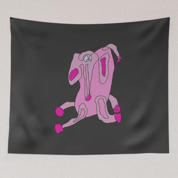 Item preview, Pink elephant, unrolled line (black background) designed and sold by MentaLee.