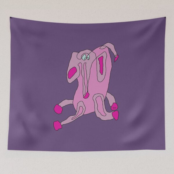 Item preview, Pink elephant, unrolled line (purple background) designed and sold by MentaLee.