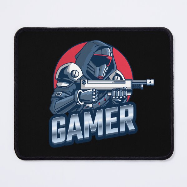 Item preview, Gamer with Futuristic Character holding Rifle designed and sold by PRIVARSHU.