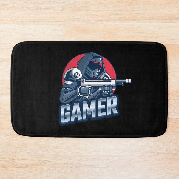 Item preview, Gamer with Futuristic Character holding Rifle designed and sold by PRIVARSHU.