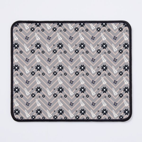 Item preview, Mountain Ash Collection - grey floral and chevron surface pattern designed and sold by Missing In Art.