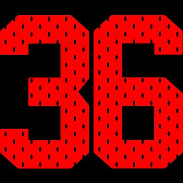 36 Navy Grey Red Sports Number Thirty-Six Sticker for Sale by HelloFromAja