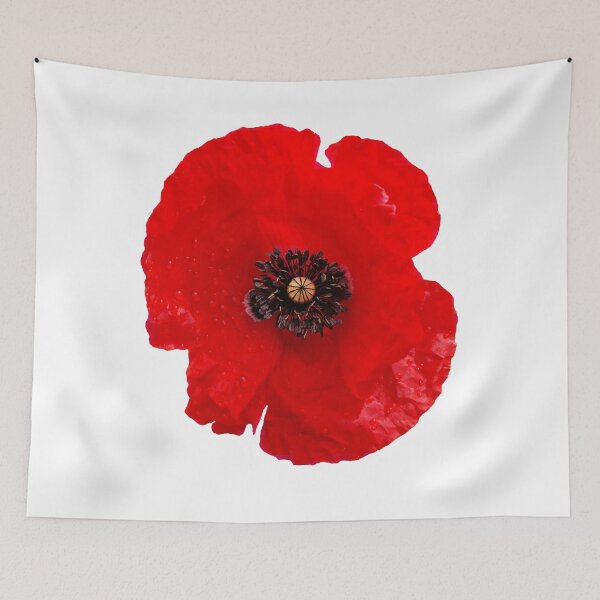 Item preview, Beautiful deep red poppy flower with dark stamens in the middle. designed and sold by janesg.