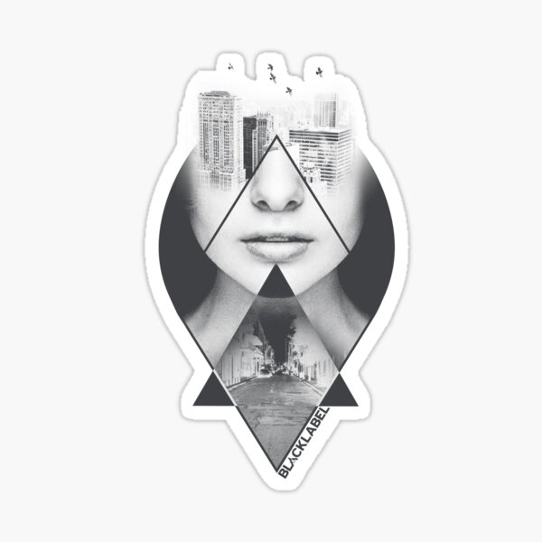 "The Double Exposure City" Sticker by BlackLabelShirt Redbubble