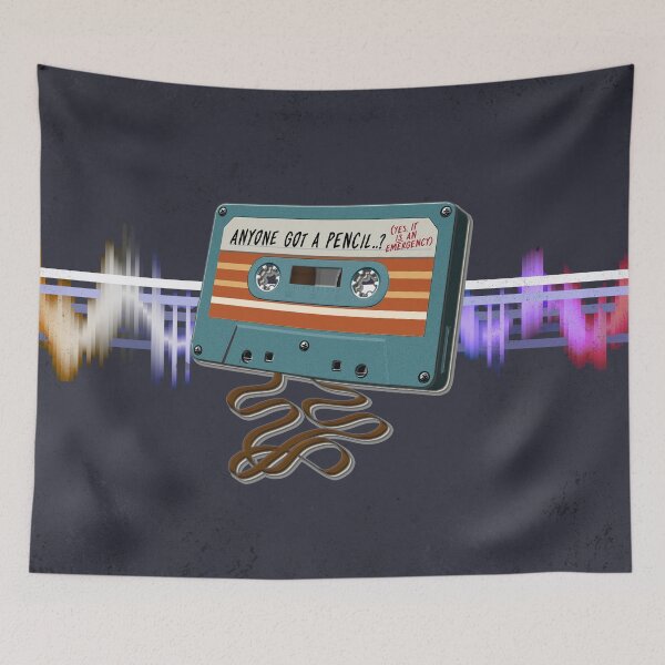Item preview, ANYONE GOT A PENCIL? (Yes, It Is An Emergency) - Retro Music : Cassette Tape (Cyan / Orange) designed and sold by RetroTeeStudio.