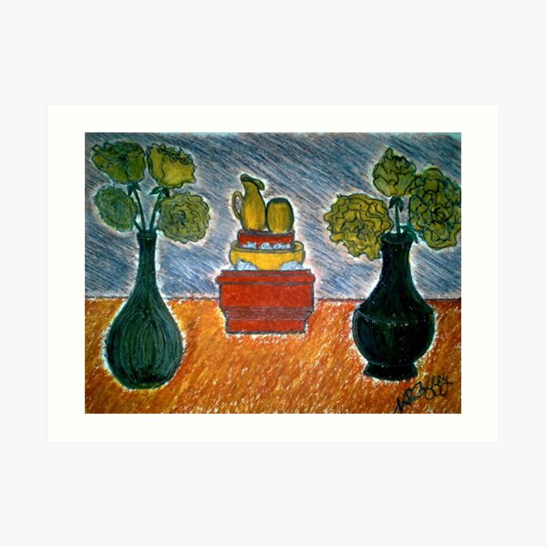 CARNATIONS AND TWO VASES Art Print