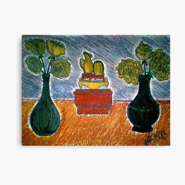 CARNATIONS AND TWO VASES Canvas Print