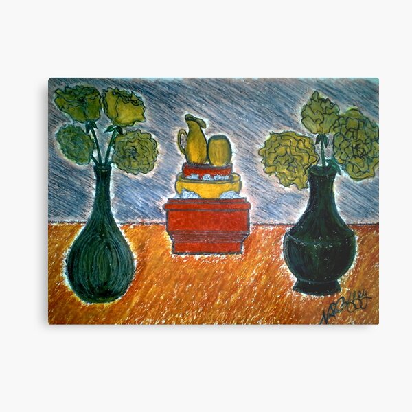 CARNATIONS AND TWO VASES Metal Print