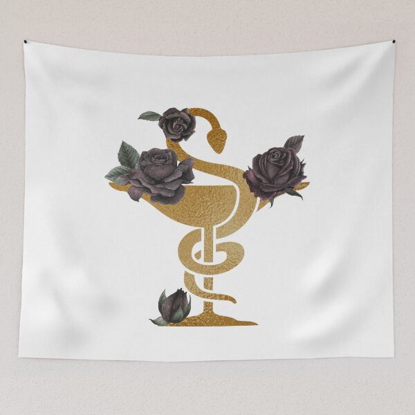 Item preview, Pharmacy Store Decor dark purple roses romantic hand paint Floral Bowl of Hygeia designed and sold by Lawandmedical.