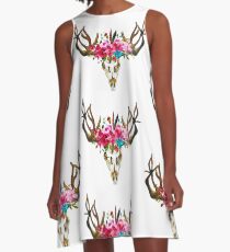Boho Chic Deer Skull A-Line Dress