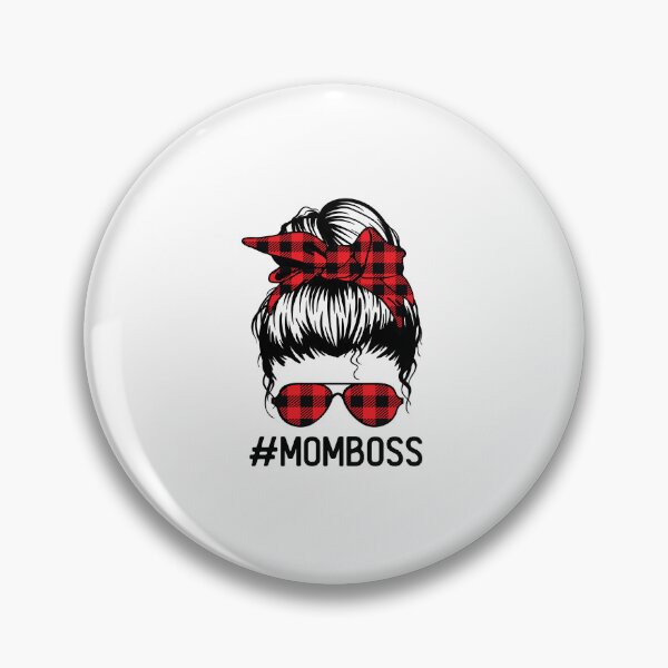 Artikelvorschau, Mom Boss Messy Bun Buffalo Plaid Mommy MomLife entworfen und verkauft von clothesy7.