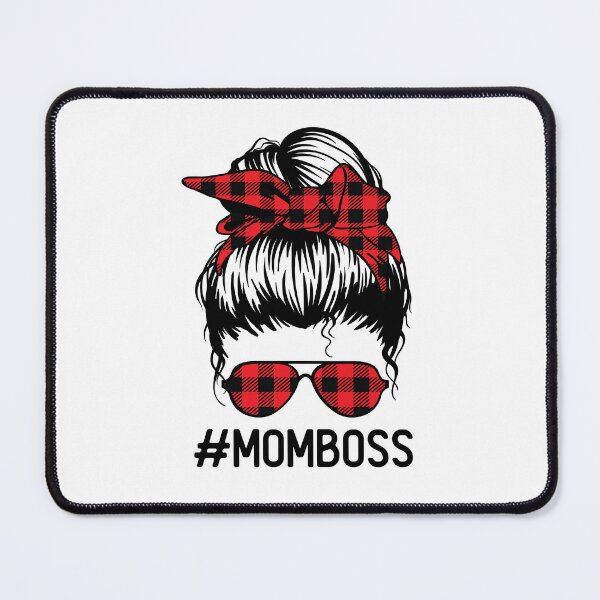 Artikelvorschau, Mom Boss Messy Bun Buffalo Plaid Mommy MomLife entworfen und verkauft von clothesy7.