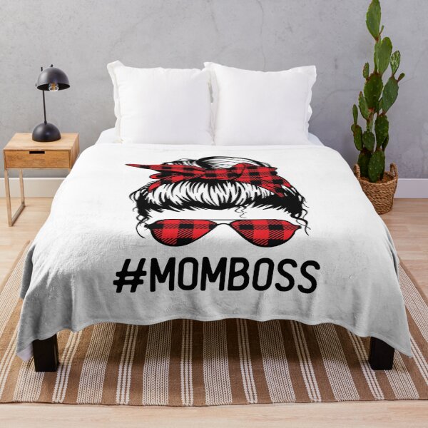 Item preview, Mom Boss Messy Bun Buffalo Plaid Mommy MomLife designed and sold by clothesy7.