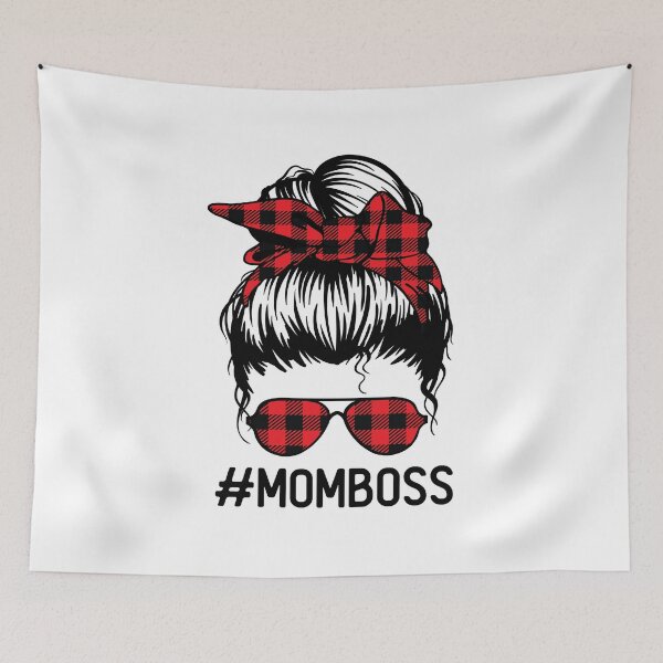 Item preview, Mom Boss Messy Bun Buffalo Plaid Mommy MomLife designed and sold by clothesy7.