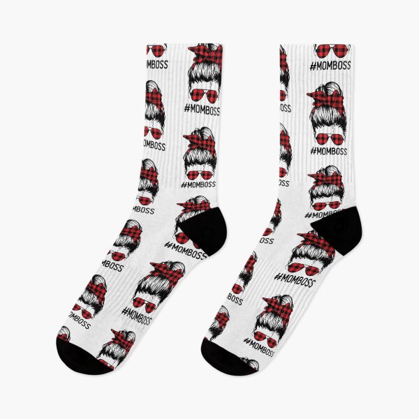 Item preview, Mom Boss Messy Bun Buffalo Plaid Mommy MomLife designed and sold by clothesy7.