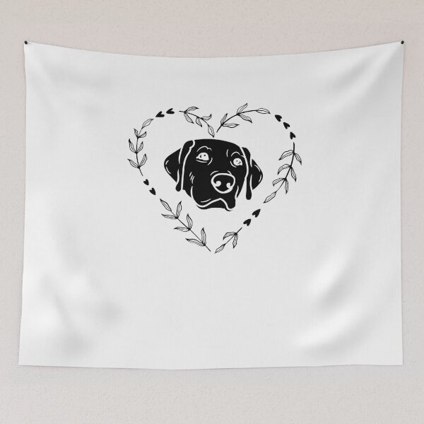 Item preview, A black and white labrador wreath heart. Labrador dog floral heart Dog flowers wreath heart. Art Board Print designed and sold by Doggymadness.