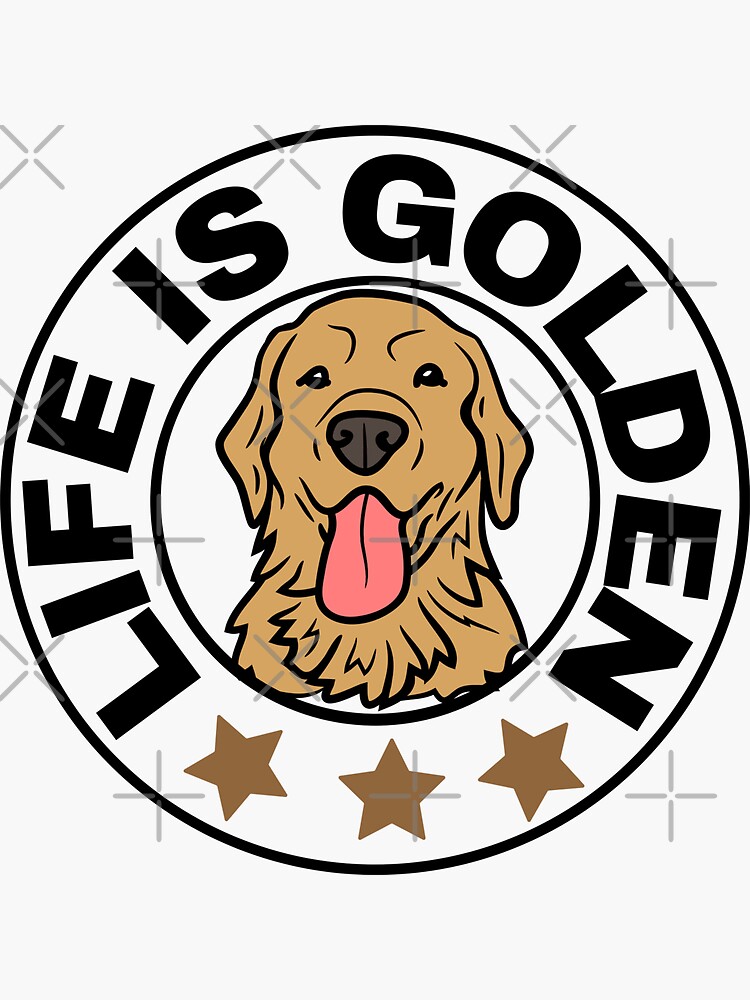 Thumbnail 3 von 3, Sticker, Golden Retriever, das Leben ist besser mit einem goldenen designt und verkauft von BronikowskiART.