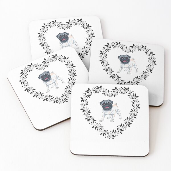 Item preview, A floral pug design. Pug and flowers. Pug mummy, Pug heart and flowers Art Board Print designed and sold by Doggymadness.