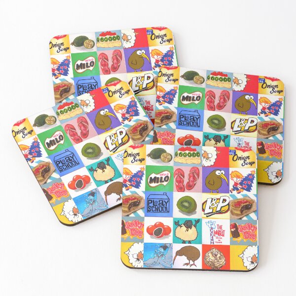 Item preview, Kiwiana food and drink icons collage designed and sold by Mandii Pope.