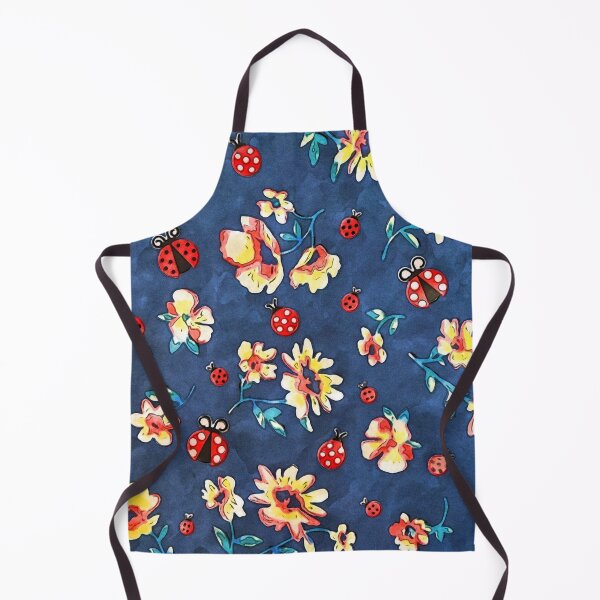 Item preview, Ladybugs and Flowers Navy Blue Pattern designed and sold by MediaArtbyMara.