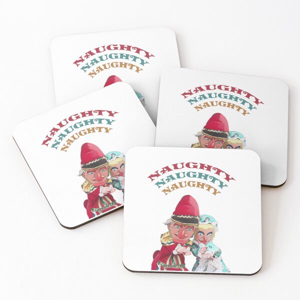 Item preview, Traditional Punch and Judy puppets with Naughty Naughty Naughty text. White Background designed and sold by janesg.