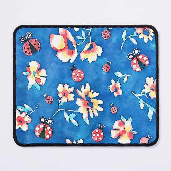 Item preview, Ladybugs and Flowers True Blue Pattern designed and sold by MediaArtbyMara.