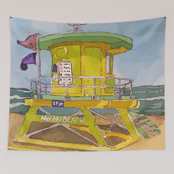 Item preview, Cute lifeguard tower in South Beach Miami Florida - WelshDesigns designed and sold by welshdesigns.