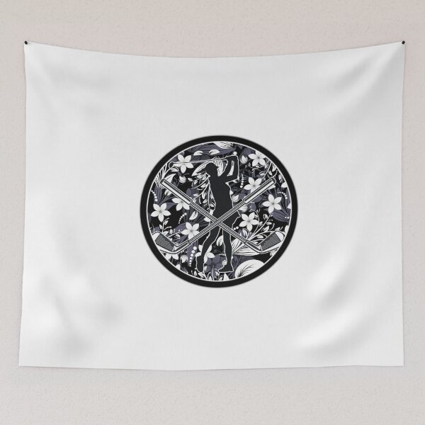 Item preview, Golfing woman with a floral Background designed and sold by Whitetailcrafts.