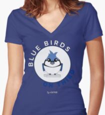 Blue Birds on Third Women's Fitted V-Neck T-Shirt