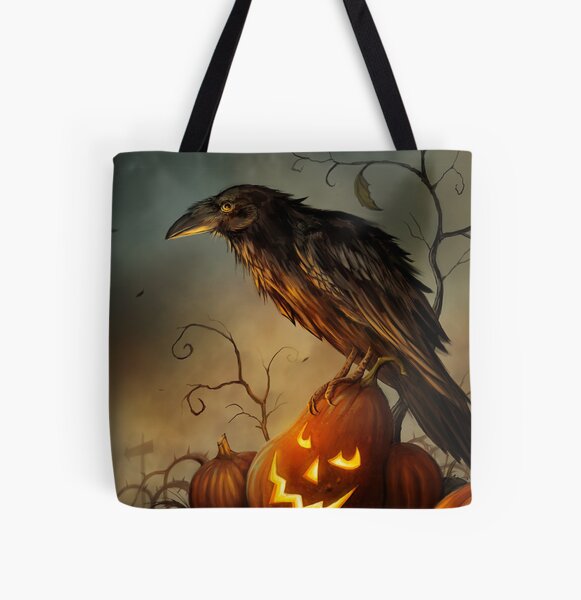 Halloween Raven All Over Print Tote Bag