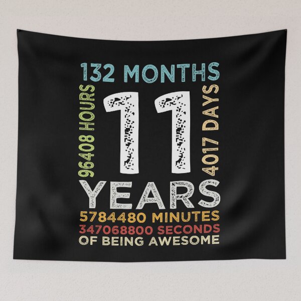 Item preview, Funny Kids 11th Birthday 11 Years Old Vintage Retro 132 Months Boys And Girls designed and sold by pedrored369.