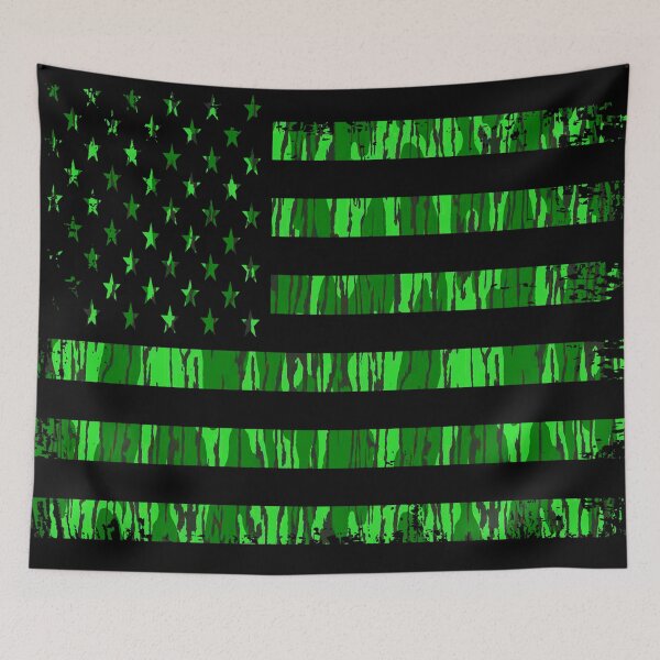 Item preview, Green Bottomland Camo Grunge American Flag designed and sold by artistwill.