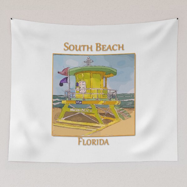 Item preview, Cute Lifeguard tower in South Beach Miami Florida - WelshDesigns designed and sold by welshdesigns.