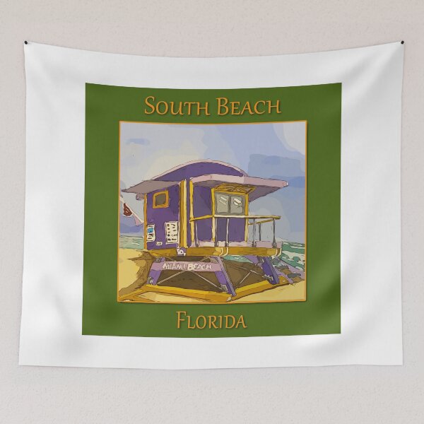Item preview, Cute Lifeguard tower in South Beach Miami Florida - WelshDesigns designed and sold by welshdesigns.