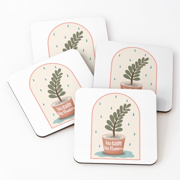 Item preview, No rain no flowers quote design illustration designed and sold by DDalaland.