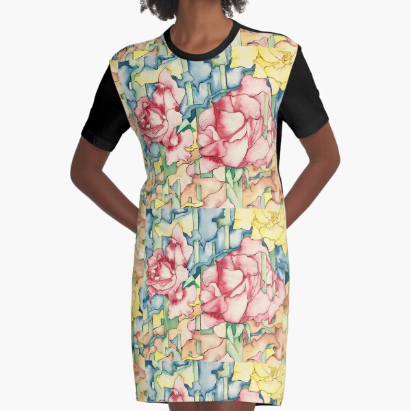 Rose Garden Graphic T-Shirt Dress