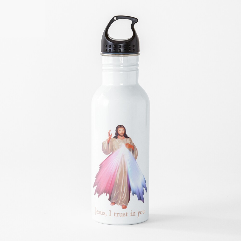 Jesus I trust you Divine Mercy Image (transparent background design) Water Bottle