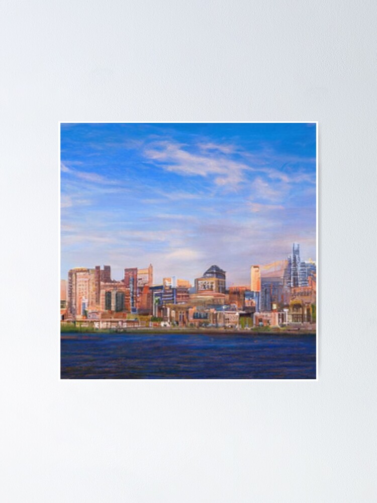 "Pierre South Dakota Skyline Oil Painting by AI. US Cityscape" Poster