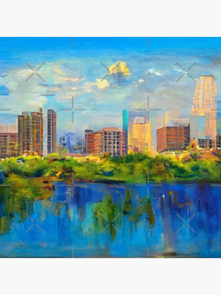 "Raleigh North Carolina Skyline Oil Painting by AI. US Cityscape