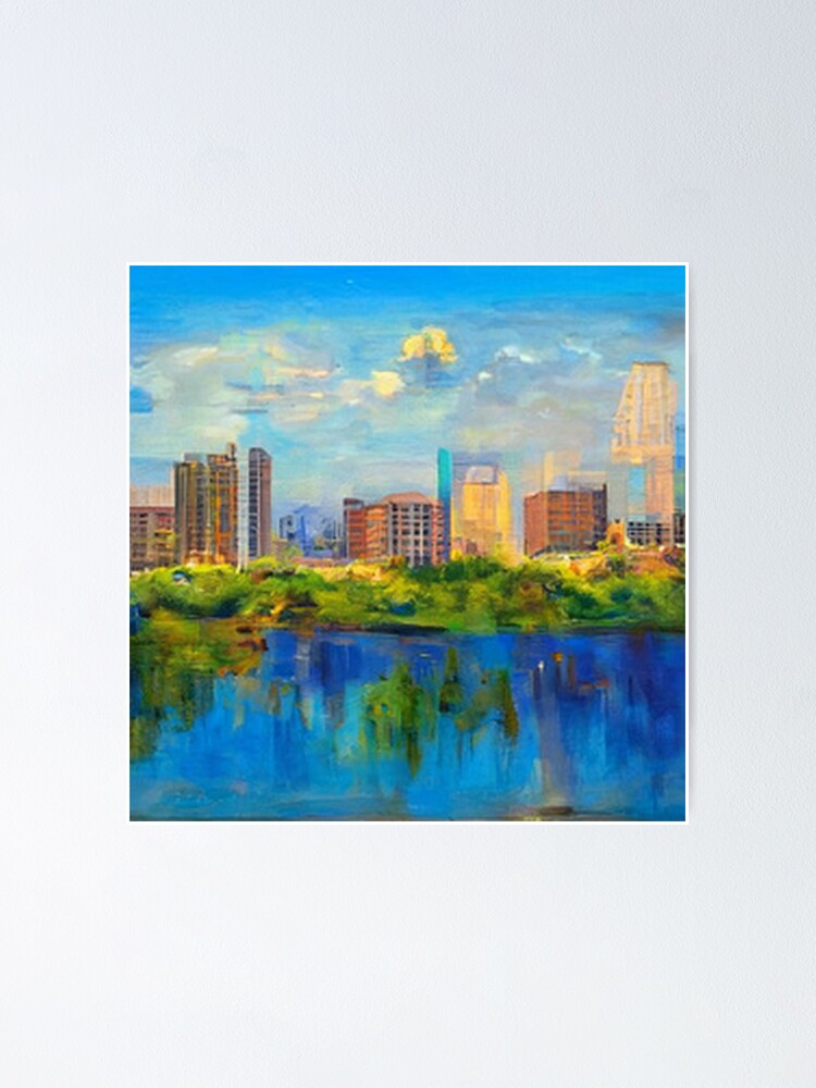"Raleigh North Carolina Skyline Oil Painting by AI. US Cityscape