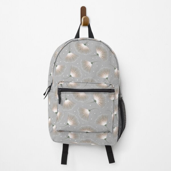 Item preview, Whispering Mimosas Floral Print Neural Gray Peach Tan designed and sold by LoreliDesigns.