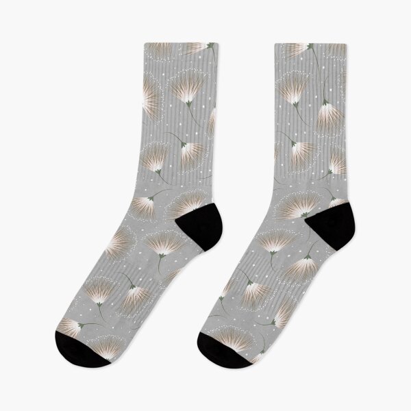 Item preview, Whispering Mimosas Floral Print Neural Gray Peach Tan  designed and sold by LoreliDesigns.