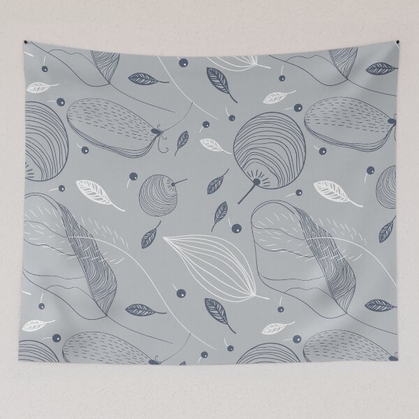 Item preview, Gray botanical pattern with leaves in japanese style designed and sold by hmorena.