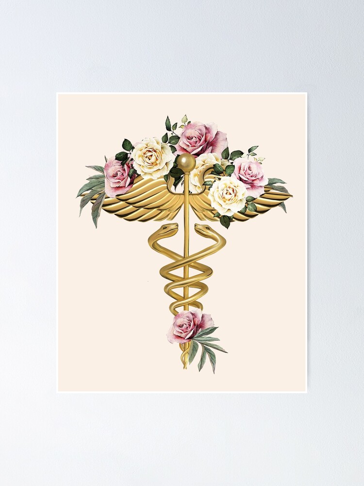 "Floral Caduceus Art Medical, Medical Illustration Art, Floral Caduceus ...