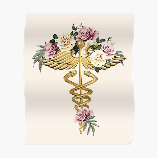 "Floral Caduceus Art Medical, Medical Illustration Art, Floral Caduceus ...