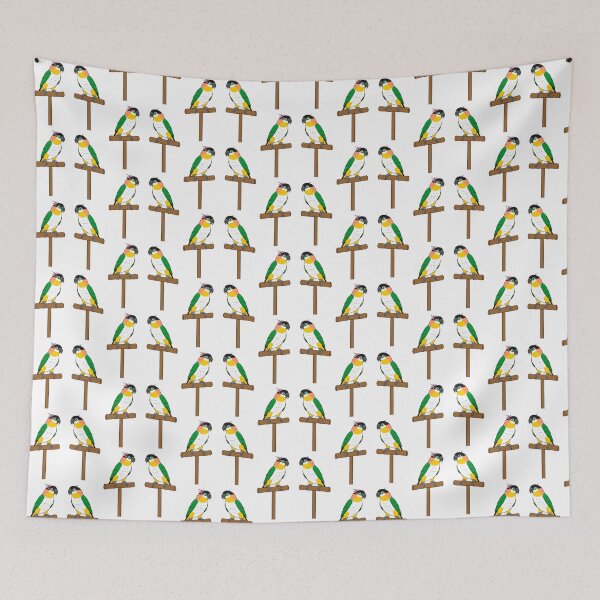 Item preview, Crazy Bird Lady with Black Headed Caiques designed and sold by Laughing Parrot Studio.