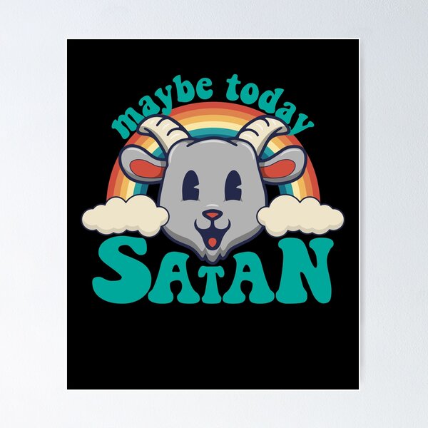 Aperçu de l'œuvre Peut-être aujourd'hui Satan | Tête de chèvre Kawaii mignon Toon rétro créée et vendue par ROBO MEGA.