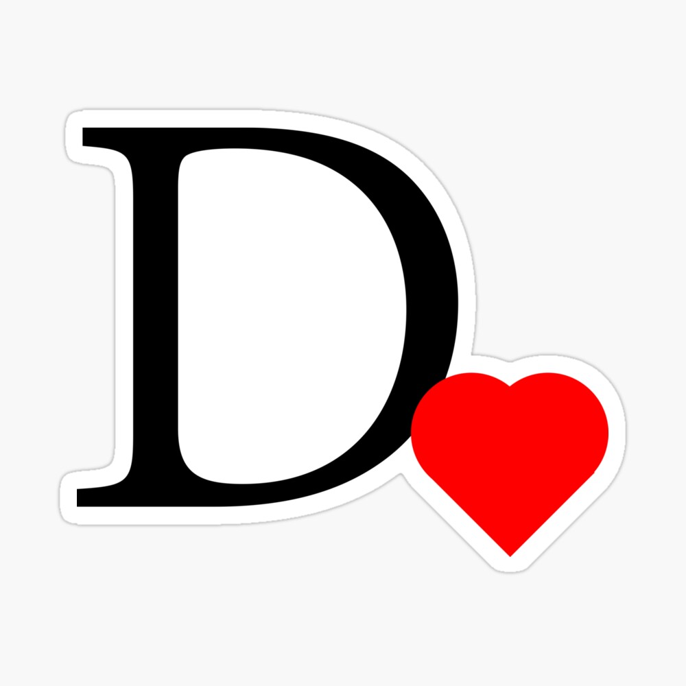 Letter D with a red heart | Initial D with a heart